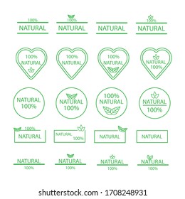 Conjunto de iconos de econ de línea delgada. Símbolo de producto natural ecológico. Signo de producto limpio y seguro. Ilustración vectorial.
