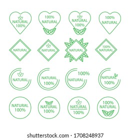 Conjunto de iconos de econ de línea delgada. Símbolo de producto natural ecológico. Signo de producto limpio y seguro. Ilustración vectorial.
