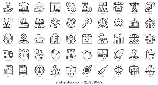 Set of thin line economic development Icons. Vector illustration