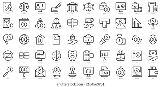Set of thin line economy Icons. Vector illustration
