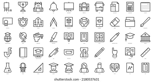 Set of thin line education Icons. Vector illustration