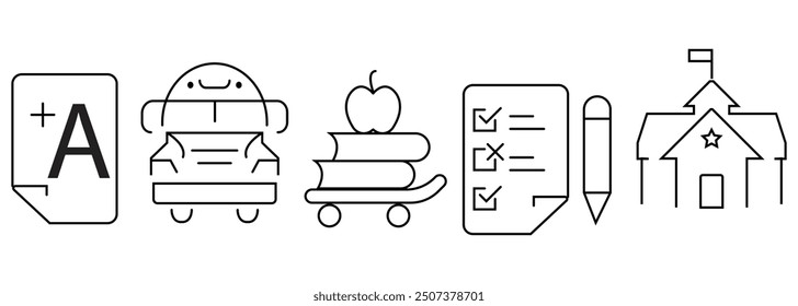 Set of thin line education and school icon. Vector illustration editable.