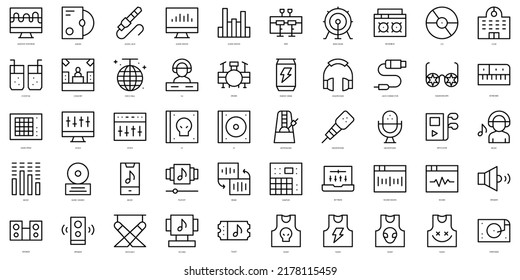 Set of thin line electronic music Icons. Vector illustration