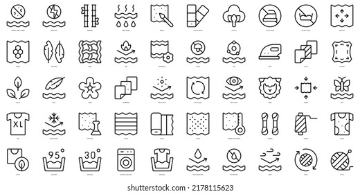 Set of thin line fabric features Icons. Vector illustration