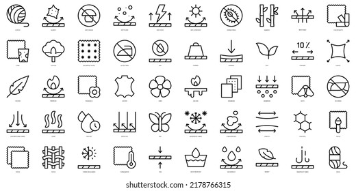 Set of thin line fabric features Icons. Vector illustration