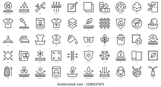 Set of thin line fabric features Icons. Vector illustration