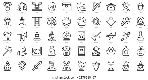 Set of thin line fairy tale Icons. Vector illustration