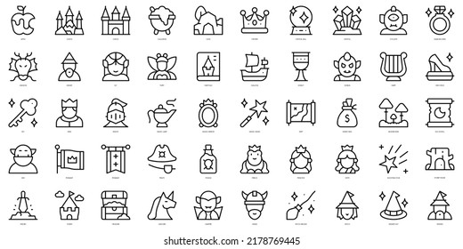 Set of thin line fairytale Icons. Vector illustration