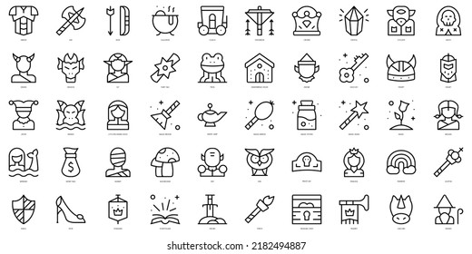 Set of thin line fairytale Icons. Vector illustration