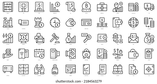 Set of thin line finance Icons. Vector illustration