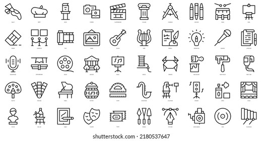 Set of thin line fine arts Icons. Vector illustration