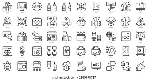 Set of thin line fintech Icons. Vector illustration