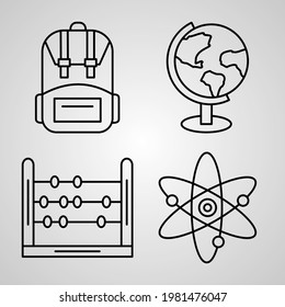 Set of Thin Line Flat Design Icons of Education And Learning
