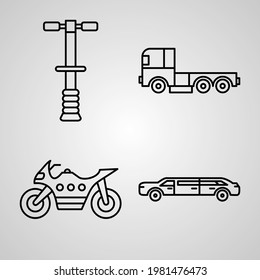 Set of Thin Line Flat Design Icons of Transportation
