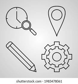 Set of Thin Line Flat Design Icons of Material And Design

