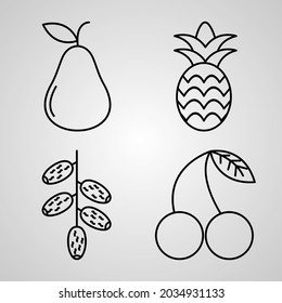 Set of Thin Line Flat Design Icons of Fruit
