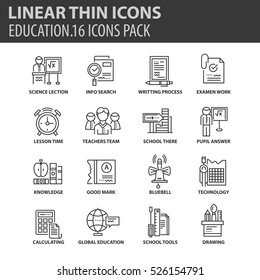 Set of thin line flat icons. Elements and pictograms for infographic, user interface, presentation and other design materials. Good quality collection education concept