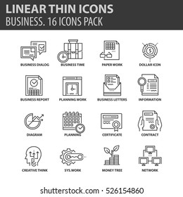 Set of thin line flat icons. Elements and pictograms for infographic, user interface, presentation and other design materials. Good quality collection business concept.