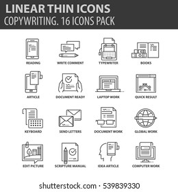 Set of thin line flat icons. Elements and pictograms for infographic, user interface, presentation and other design materials. Good quality collection copywriting concept