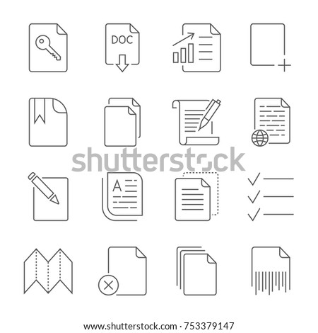 Set of thin line flat icons. Elements and pictograms for infographic, user interface, presentation and other design materials. Good quality collection copywriting concept. Editable Stroke