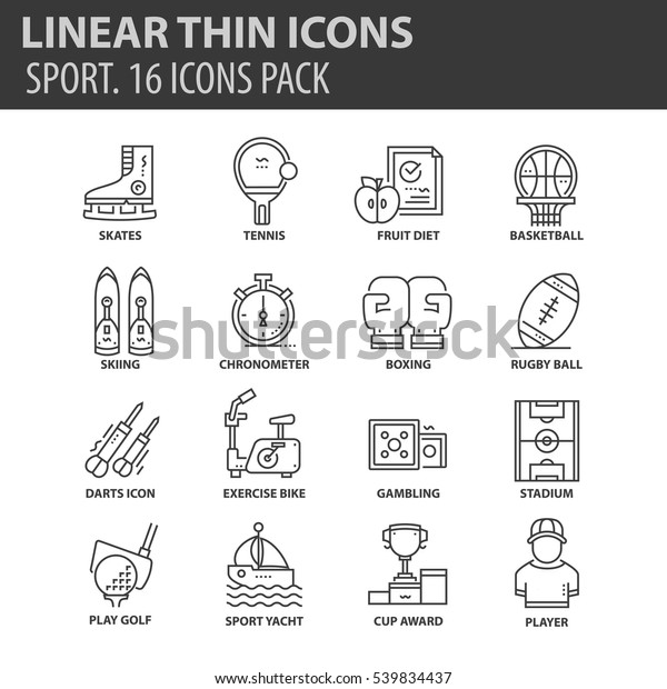 Set of thin line flat
icons. Elements and pictograms for infographic, user interface,
presentation and other design materials. Good quality collection
sport concept