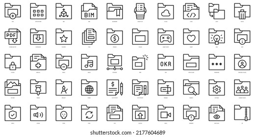 Set of thin line folders Icons. Vector illustration
