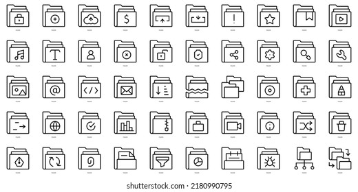 Set of thin line folders Icons. Vector illustration