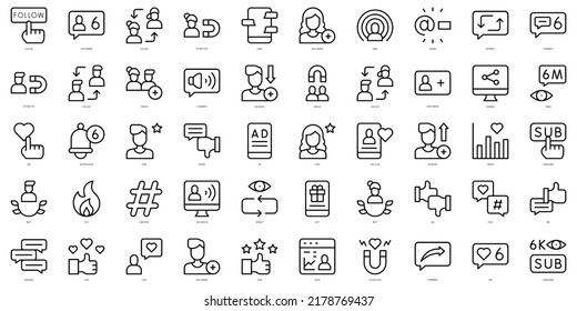 Set of thin line followers Icons. Vector illustration