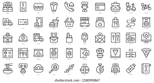 Set of thin line food delivery Icons. Vector illustration