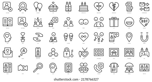 Set of thin line friendship Icons. Vector illustration