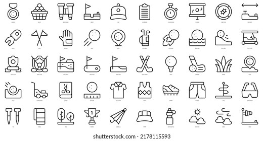 Set of thin line golf Icons. Vector illustration