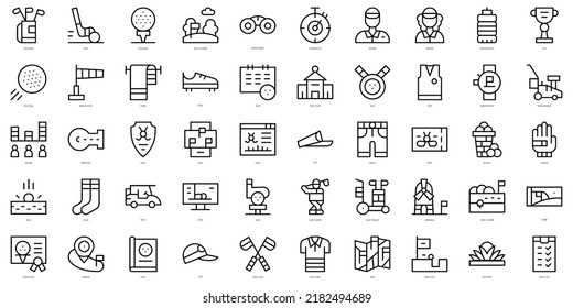 Set of thin line golf Icons. Vector illustration