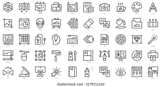 Set of thin line graphic designer Icons. Vector illustration