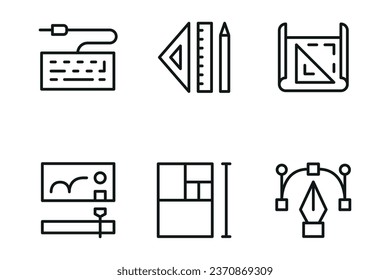 Set of thin line graphic designer Icons. Vector illustration
