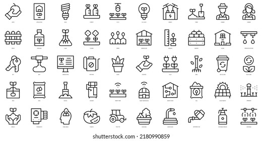 Set of thin line greenhouse Icons. Vector illustration