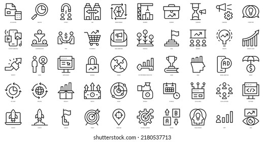 Set of thin line growth hacking Icons. Vector illustration