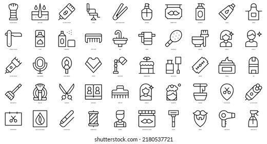 Set of thin line hairdressing and barber shop Icons. Vector illustration