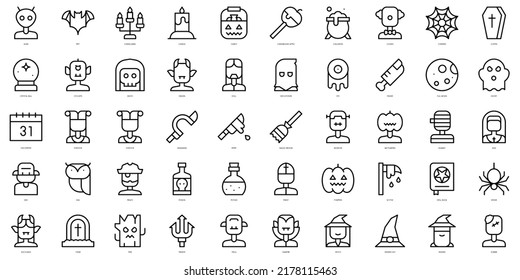 Juego de hilos de halloween delgados. Ilustración del vector