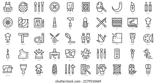 Set of thin line handcrafts Icons. Vector illustration