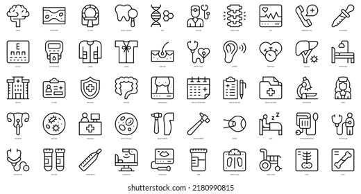 Set of thin line health checkup Icons. Vector illustration