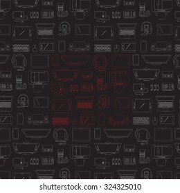  Set of  thin line high-tech icons. Trendy linear  vector icons. Collection of vector outlined  computer and communication electronic devices