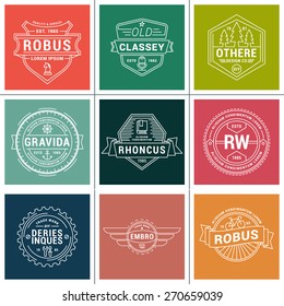 Set of Thin Line Hipster Labels, Logotypes, Insignias for Your Business. Design Template