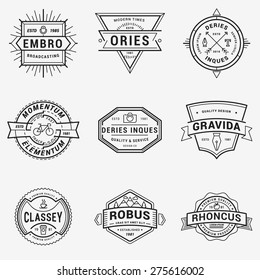 Set of Thin Line Hipster Logotypes or Insignias