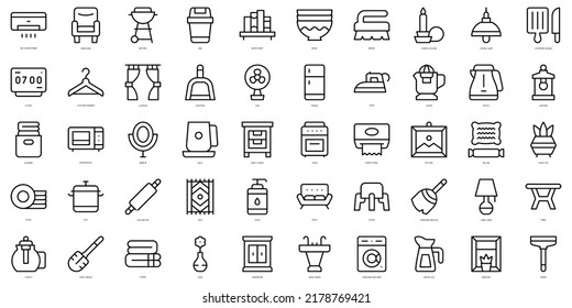 Set of thin line homeware Icons. Vector illustration