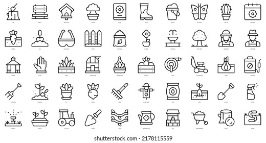 Set of thin line horticulture Icons. Vector illustration