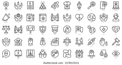 Set of thin line human rights Icons. Vector illustration