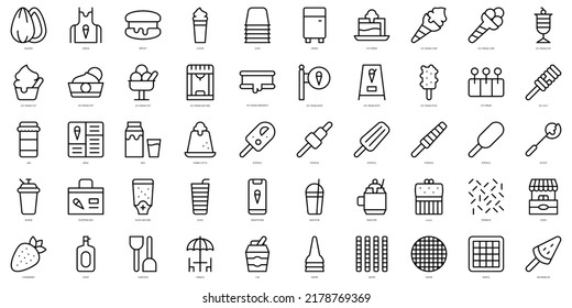 Set of thin line ice cream shop Icons. Vector illustration