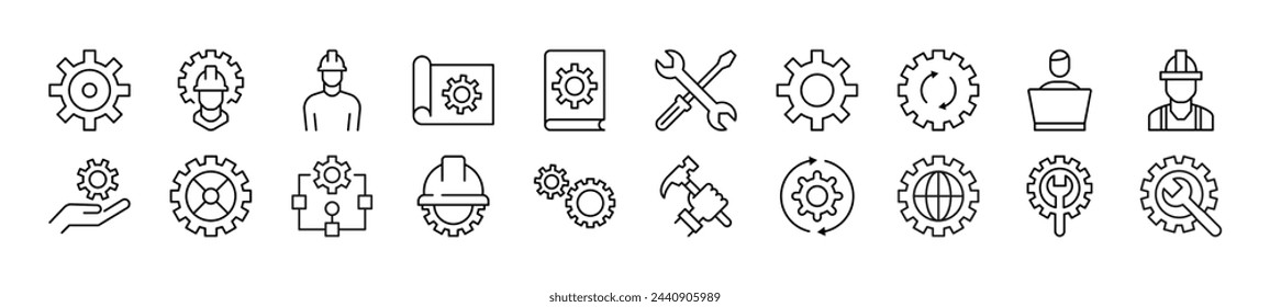 Set of thin line icons of building. Editable stroke. Simple linear illustration for web sites, newspapers, articles book 