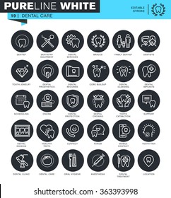 Set of thin line icons for dental care. Icons for website and mobile website and apps with editable stroke. 