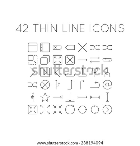 Set of thin line icons with different arrows